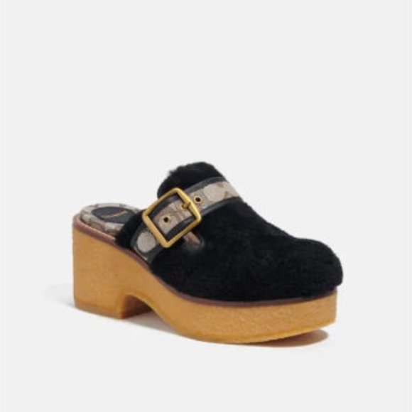 COACH Dylan Shearling Platform Clogs - Picture 1 of 5
